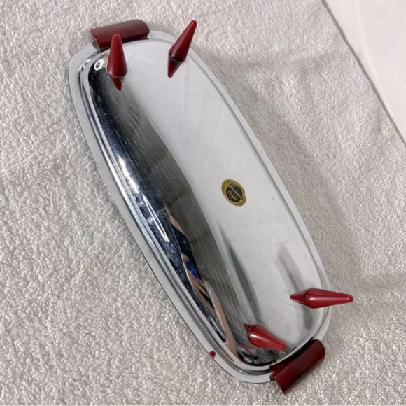 Vintage Glo Hill Gourmates Chrome Serving Tray With Bakelite Handles - Picture 2 of 12
